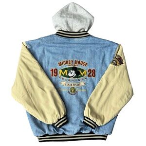 Vintage Disney Mickey Mouse Denim Bomber Jacket Streetwear 1928